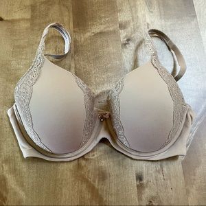 Soma Intimates Embraceable Full Coverage Lace Trim bra 32DD nude light beige